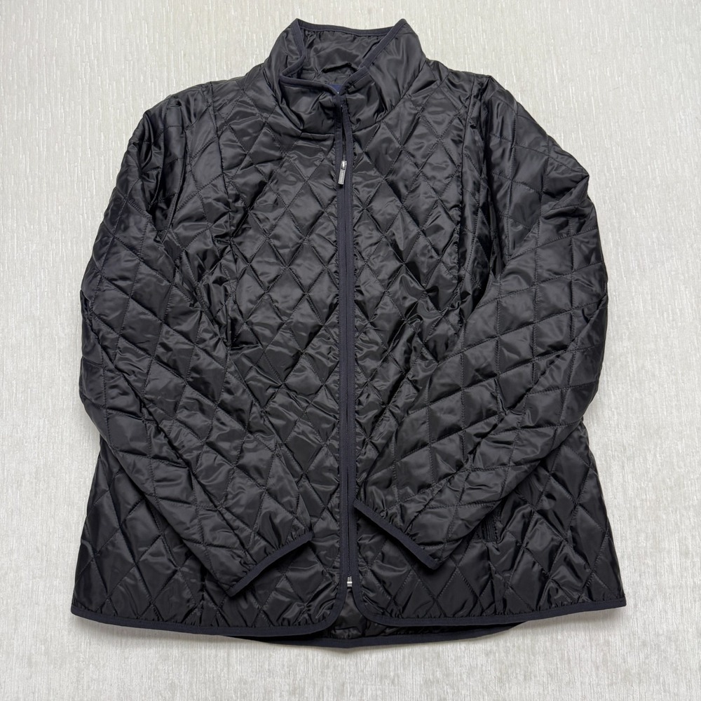 Lands' End Primaloft Quilted Jacket Softshell Womens 1X Black Outdoor Casual